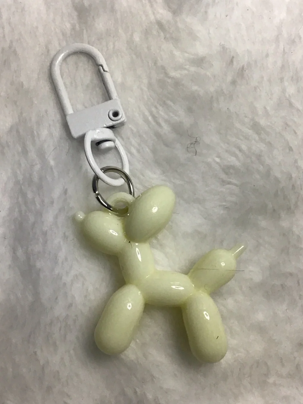 Pale Yellow Balloon Dog Keychain Charm - Cute Bag Accent